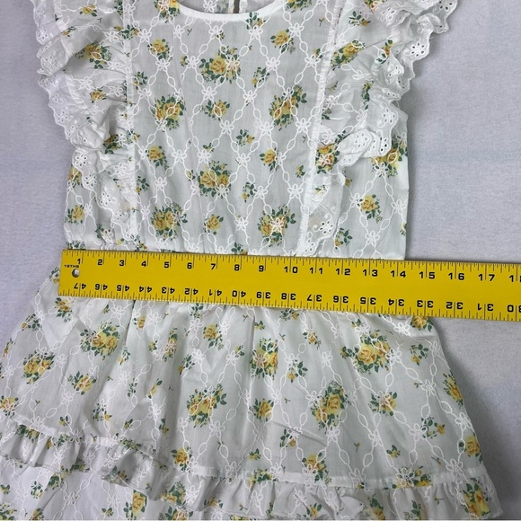 Girls Knit Works Yellow Rose Eyelet Floral Tiered A-Line Ruffled Dress Size 12 - Picture 14 of 16